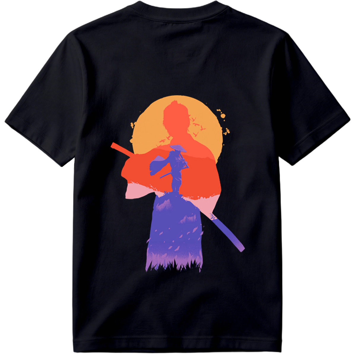 Samurai Silhouette at Sunset - Tee