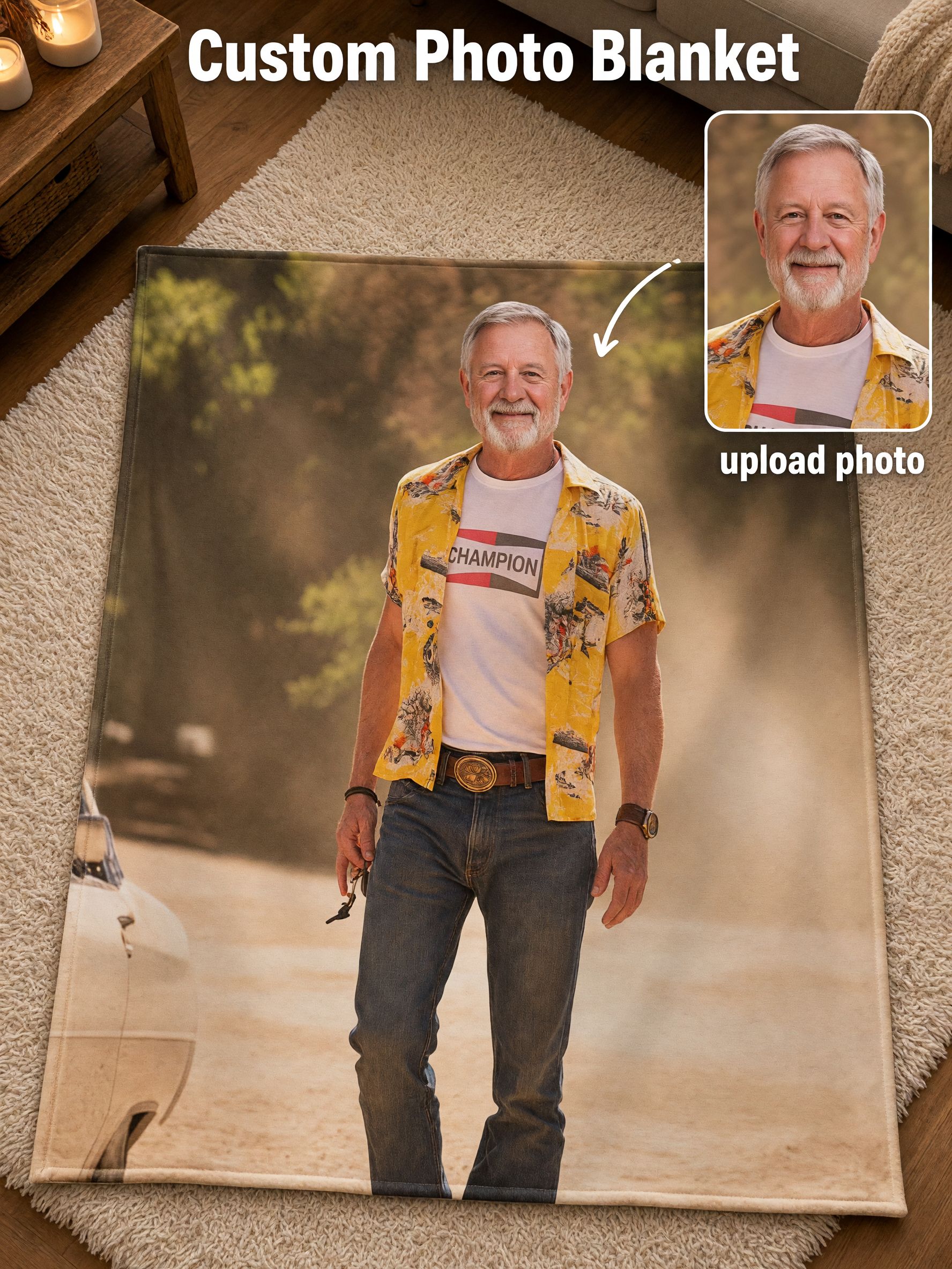 Custom Photo Blanket Personalized Portrait Flannel Throw Soft Cozy Picture Bed Blanket Ideal Gift