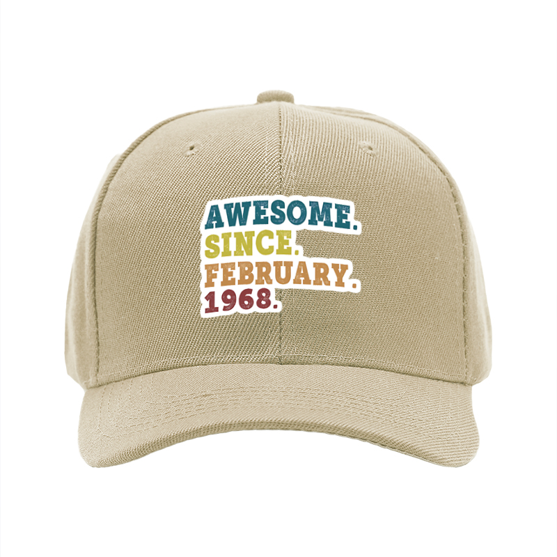 1pc New Baseball Cap Awesome Since February 1968 Print Unisex Adjustable Hat for Outdoor Activities Adults Casual Wear Fashion Statement Accessories