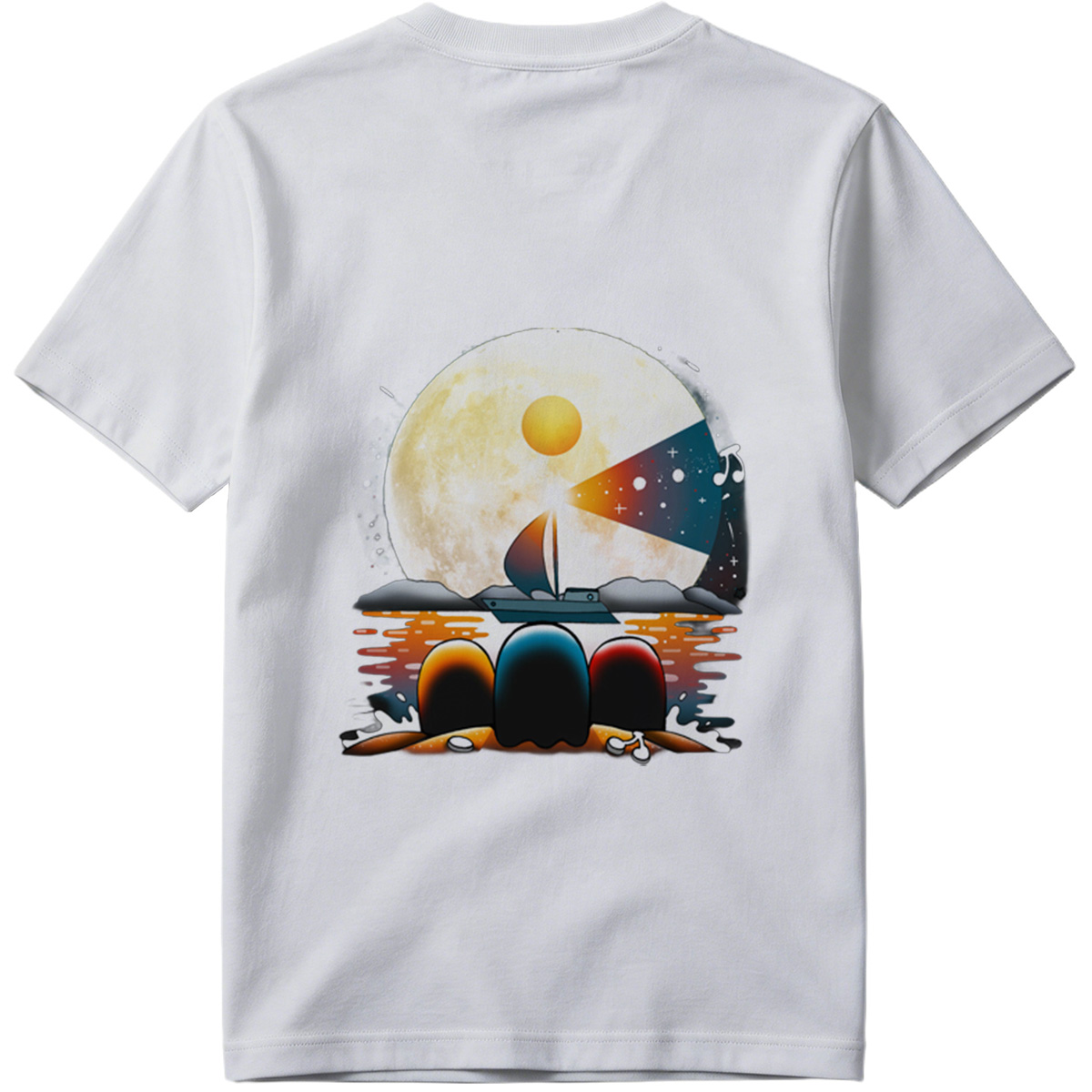 Sailboat Under the Moonlight with Musical Notes - Tee