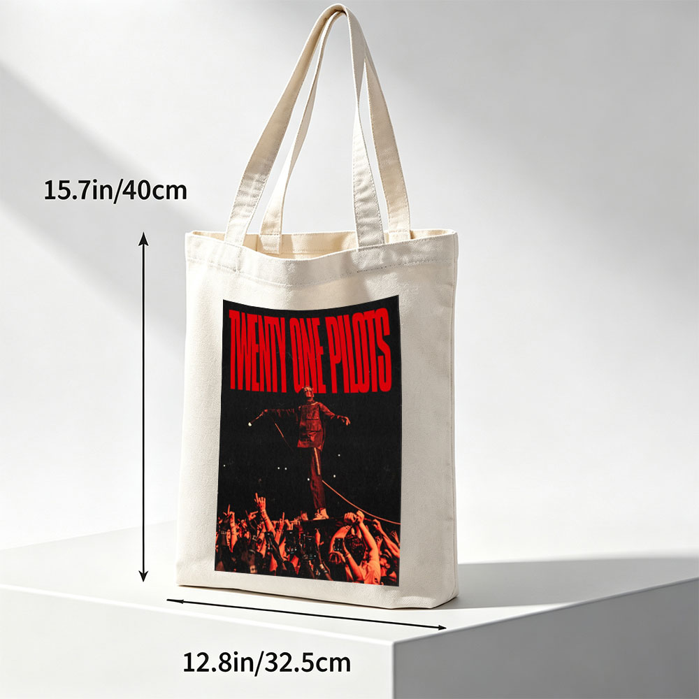 Twenty One Pilots Live Performance on Stage with Crowd in Red Lighting - Canvas tote bags