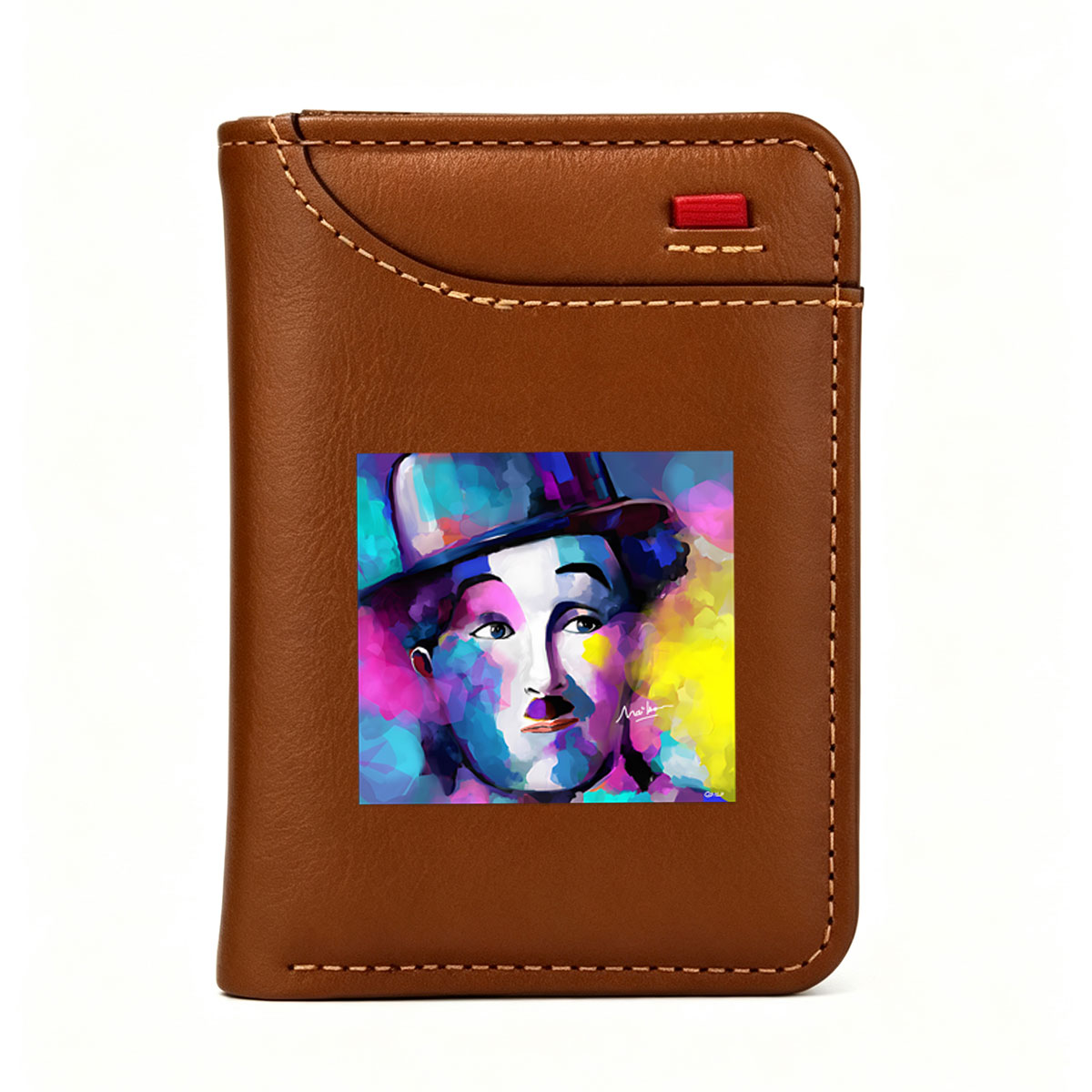 Colorful Portrait of a Mime in Top Hat - Vertical Style Wallet