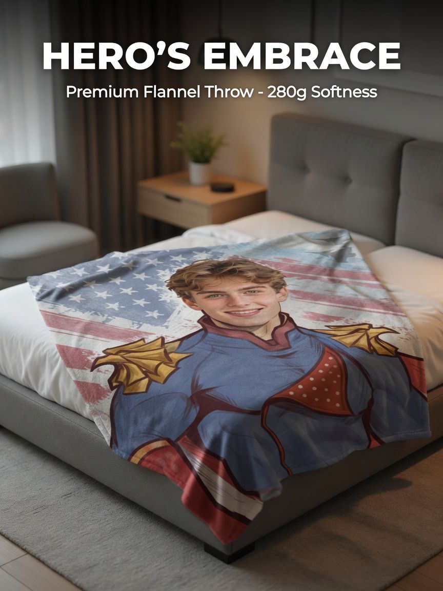 Personalized Superhero Face Photo Blanket Custom Soft Flannel Throw Fleece for Bed Sofa Ideal Unique Keepsake Gift