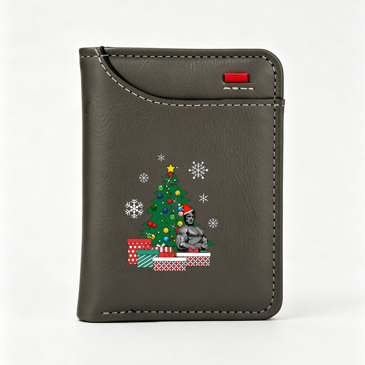 Hulk in Santa Hat by Christmas Tree with Gifts - Vertical Style Wallet