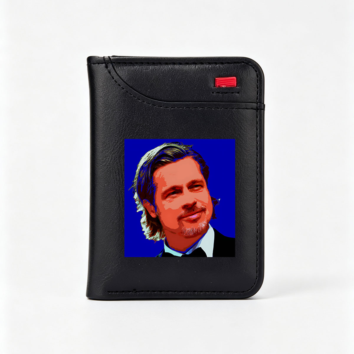 Brad Pitt in a stylized portrait with vibrant colors and bold contrasts. - Vertical Style Wallet