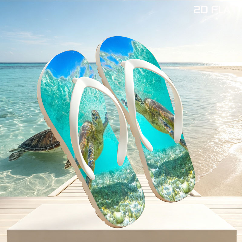 Sea Turtle Swimming in Crystal Clear Waters -  flip-flops