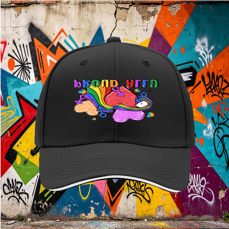 Unisex Classic Sandwich Hat with Pride Rainbow Hearts and 