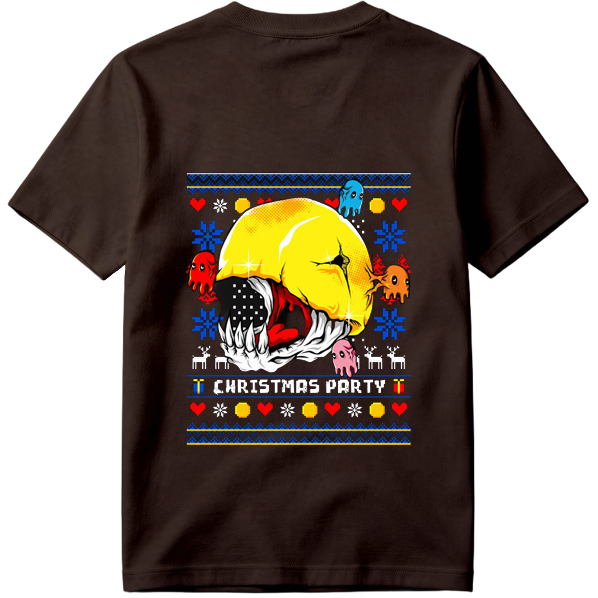 Pac-Man Christmas Party with Ghosts - Tee