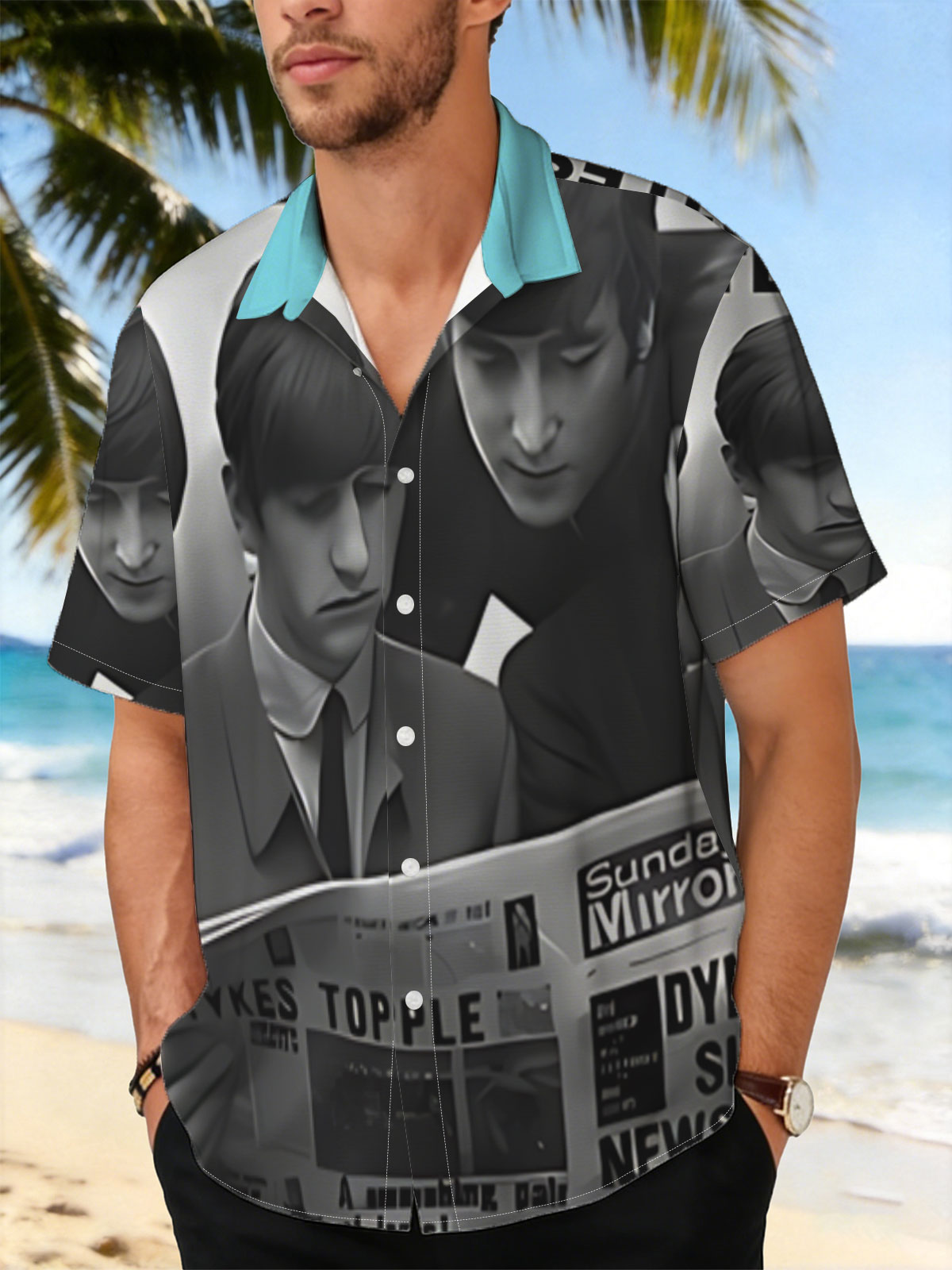 The Beatles Reading Sunday Mirror Newspaper -  Shirt