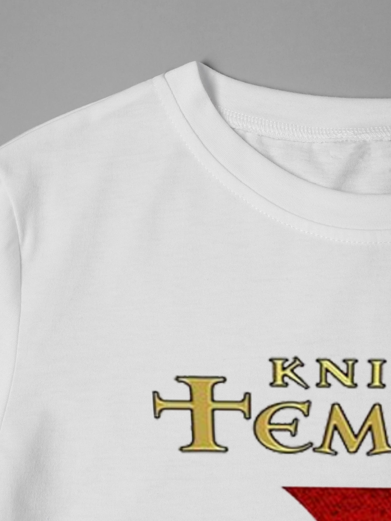 Men's Knights Templar Printed T-Shirt Featuring Medieval Knight with Red Cross Design, Casual Round Neck Lightweight Breathable Summer Short Sleeve Tee for History Enthusiasts and Medieval Fanatics