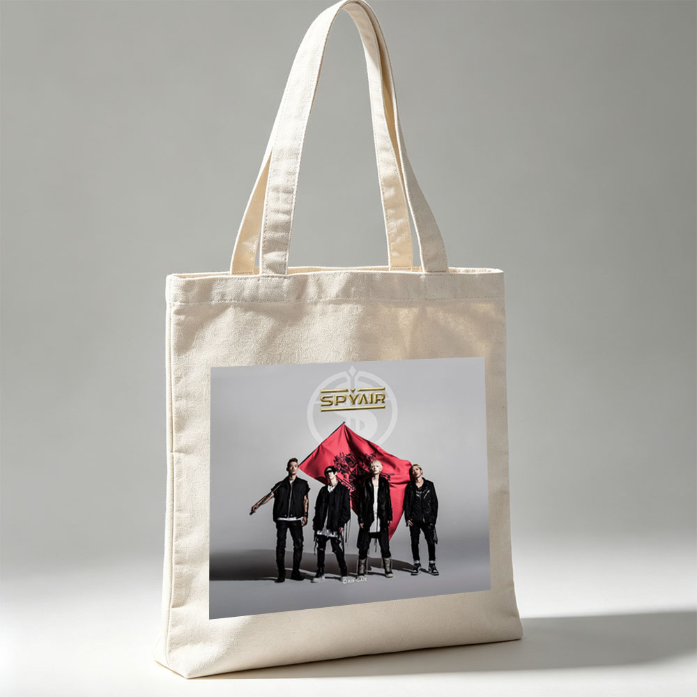 SPYAIR Band Members Standing with Red Flag in Studio Portrait - Canvas tote bags