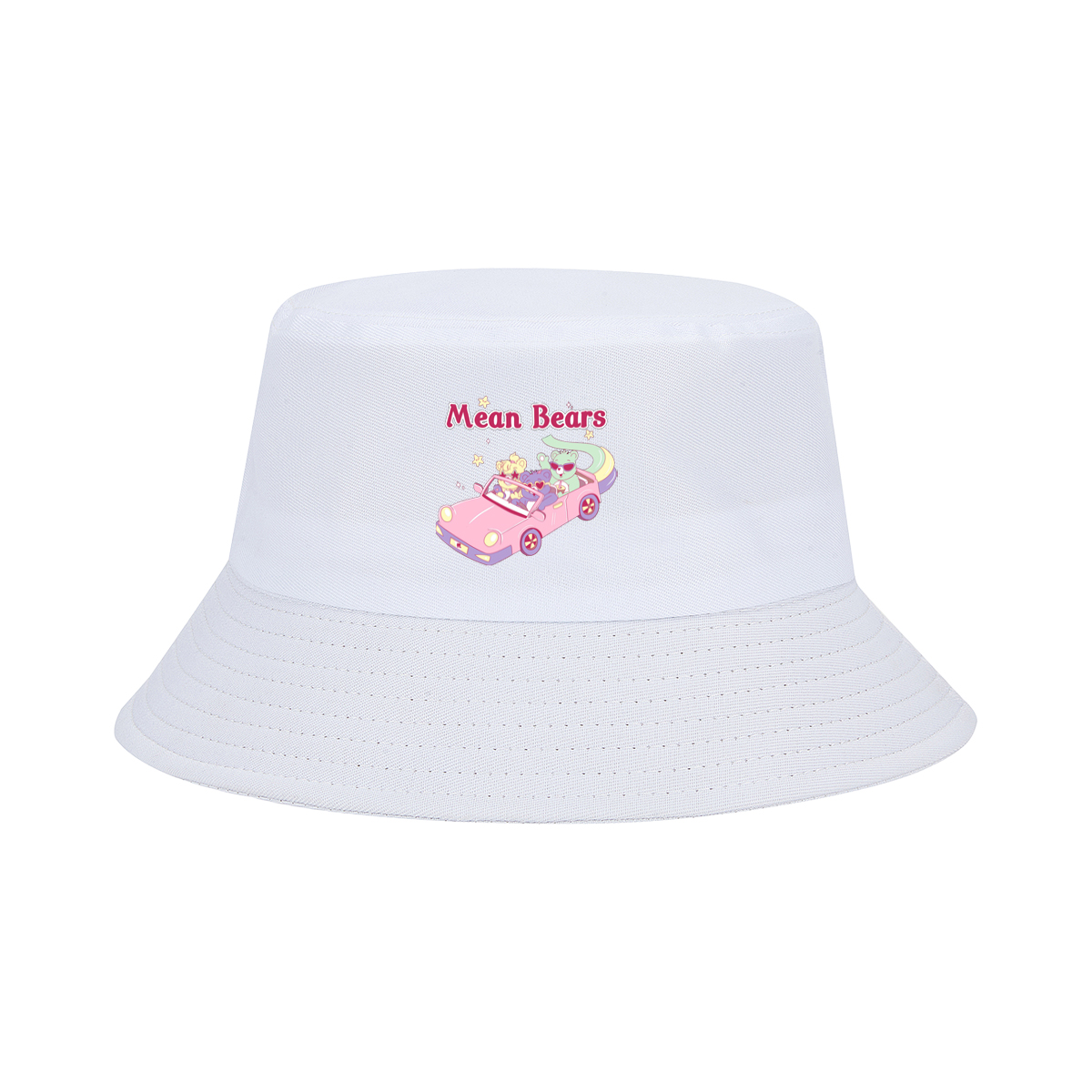 Mean Bears in a Pink Car with Three Cute Characters - Fisherman's Hat