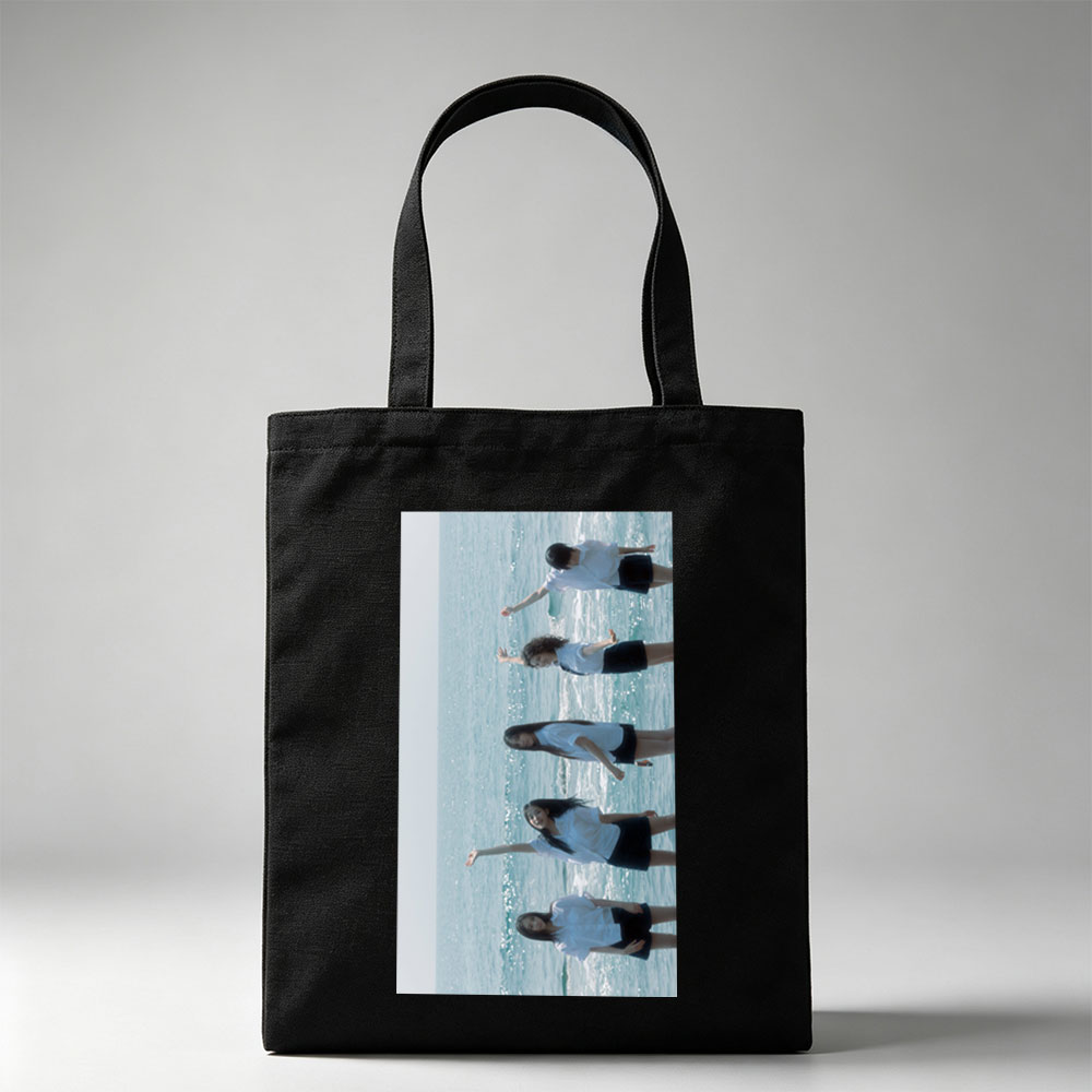 NewJeans Standing in Ocean Waves Wearing White Shirts and Black Skirts - Canvas tote bags