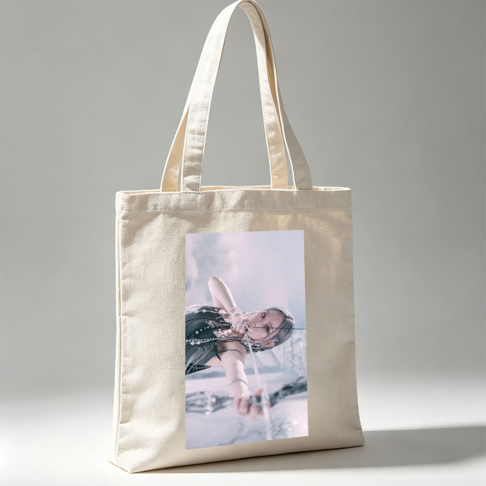 Lisa Blackpink Snowy Landscape Holding Bow and Arrow in Elegant Outfit - Canvas tote bags