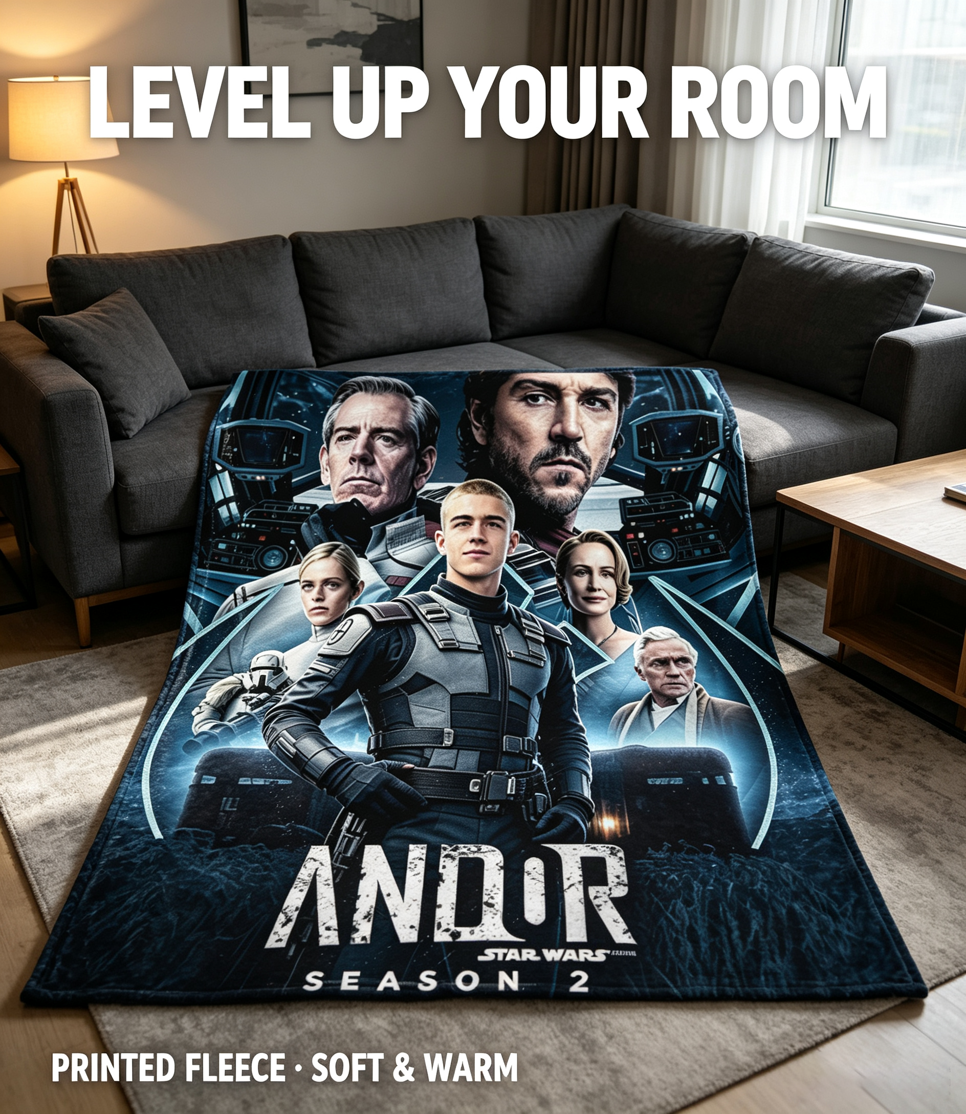 Custom Face Blanket Star Wars Andor Season 2 Flannel Blanket Cozy Home Decor Gift for Fans and Collectors