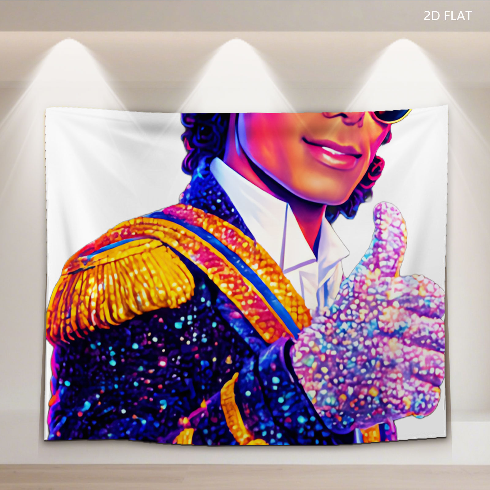 Michael Jackson in Iconic Military Jacket and Sunglasses, Giving a Thumb-Up Gesture - Tapestry