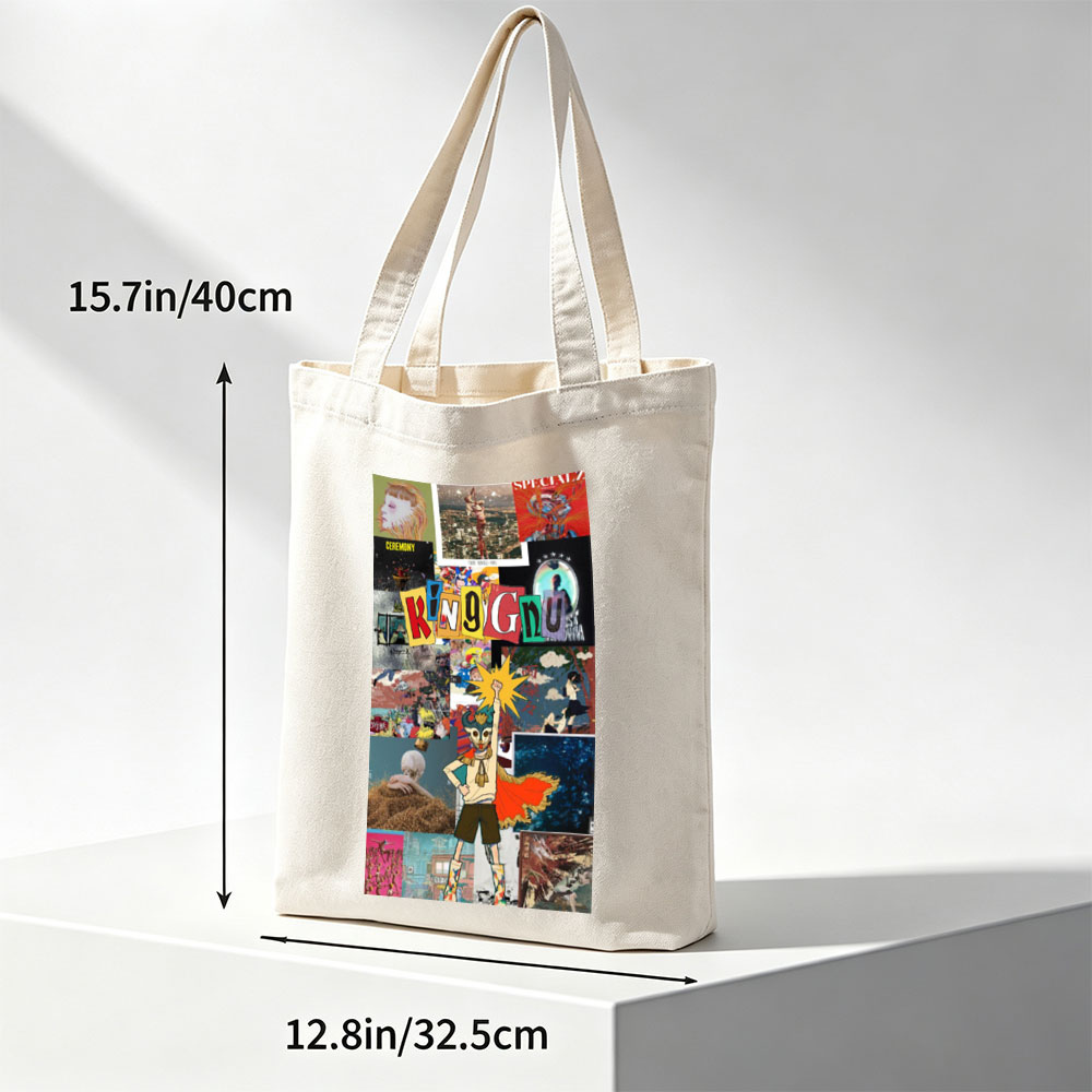 King Gnu Concert Performance with Vibrant Art Collage and Dynamic Character Design - Canvas tote bags