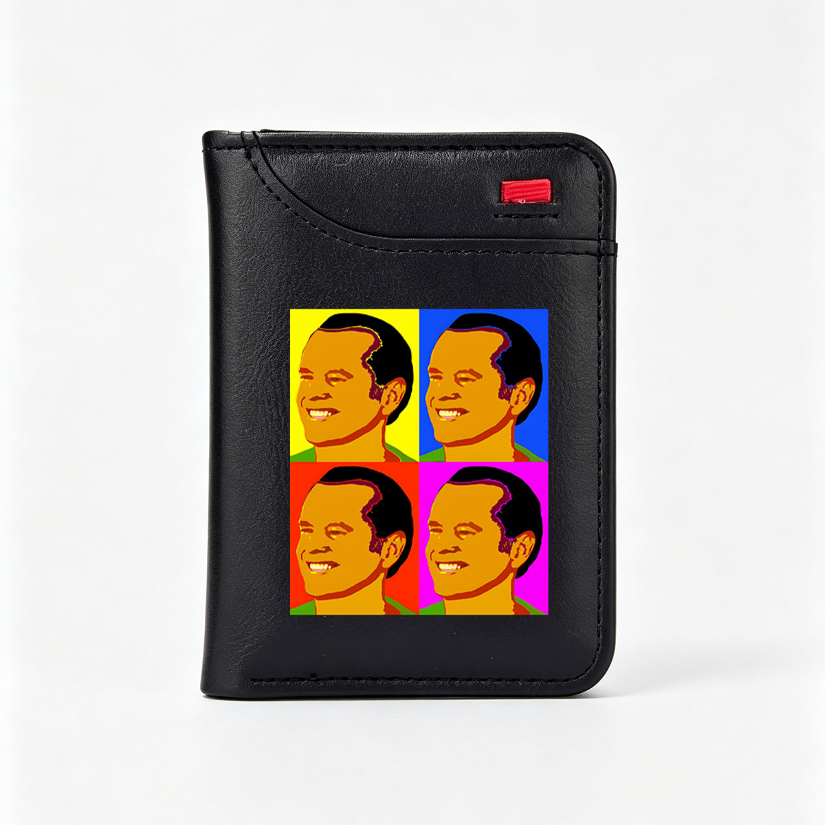 Pop Art Portrait of a Smiling Man in Four Color Blocks - Vertical Style Wallet