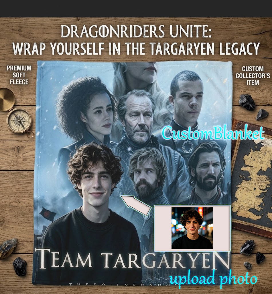 Custom Face Blanket Game of Thrones Team Targaryen Flannel Blanket Perfect for Fans of Daenerys Targaryen and House Targaryen Ideal Gift for TV Show Enthusiasts and Collectors