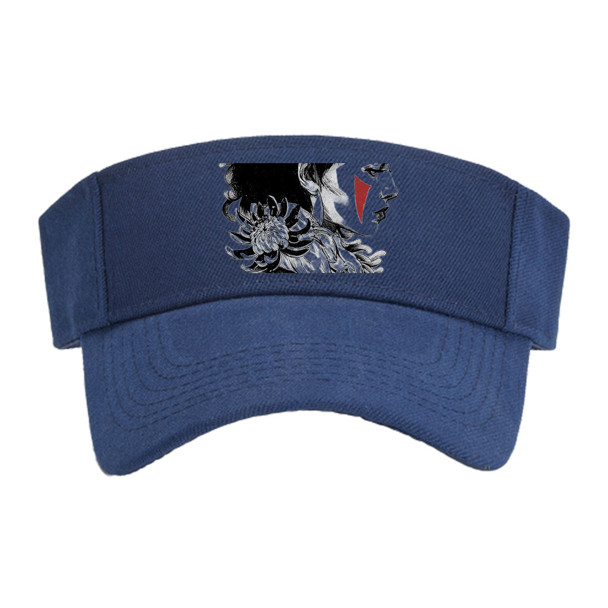 Geisha with Chrysanthemum and Red Accents -  Visor cap