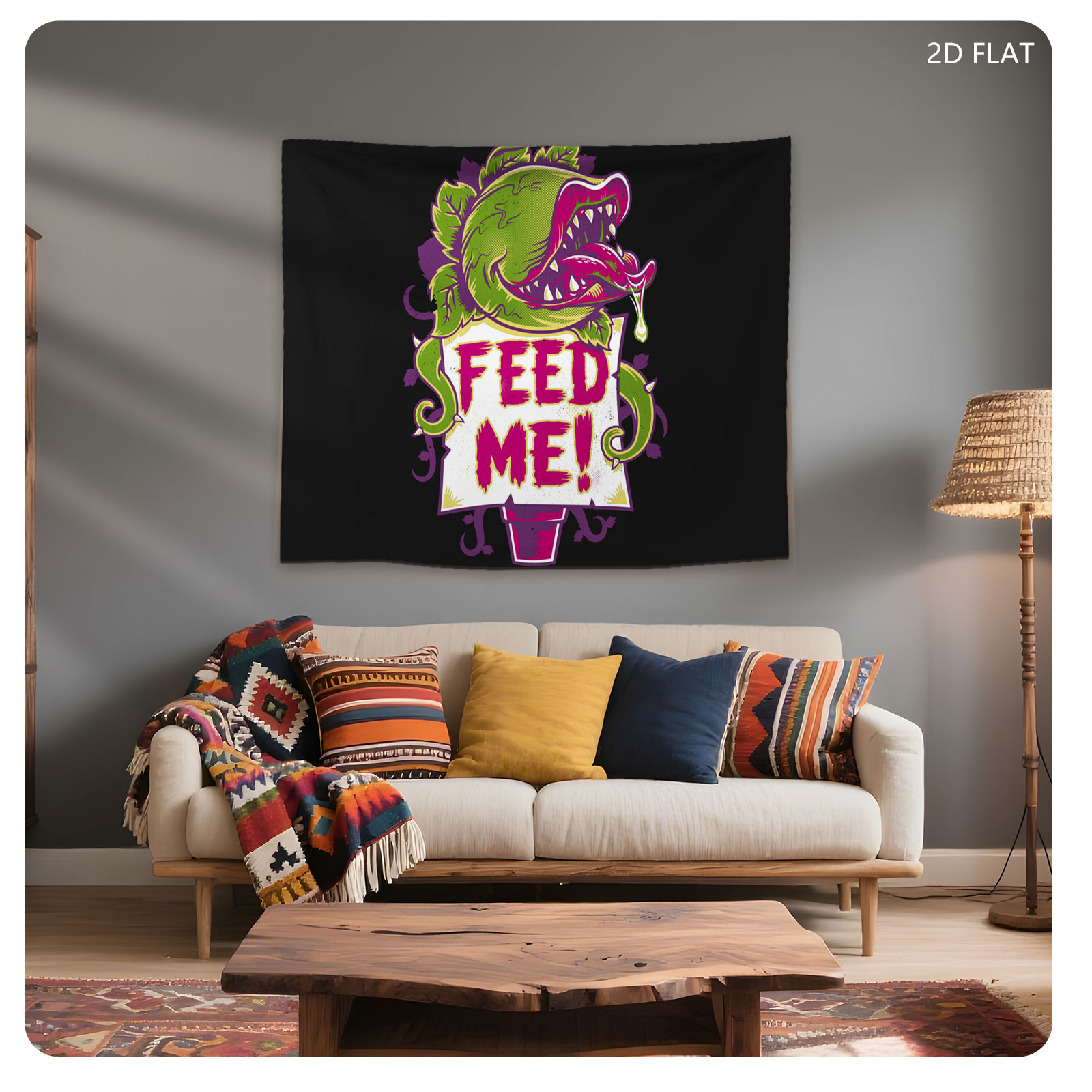 Feed Me! Carnivorous Plant T-Shirt Design - Tapestry