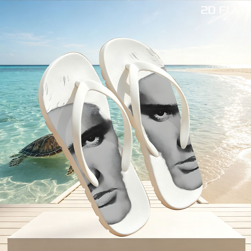 Elvis Presley Portrait in Black and White -  flip-flops