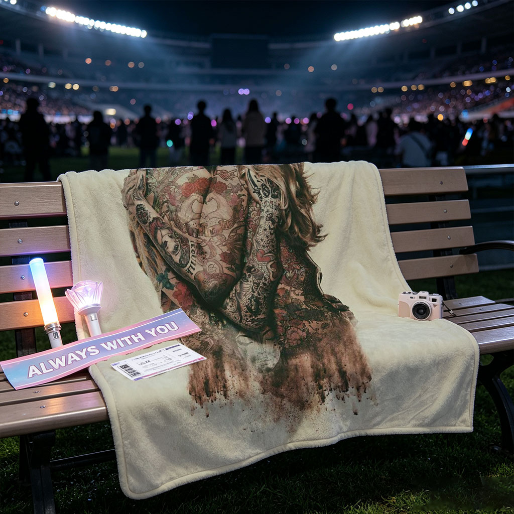 Madonna Hugging Herself in a Tattooed Embrace Artistic Portrait - Blankets