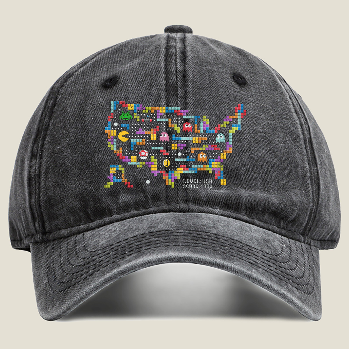 Pac-Man USA Map Adventure - Washed Denim - Baseball Cap