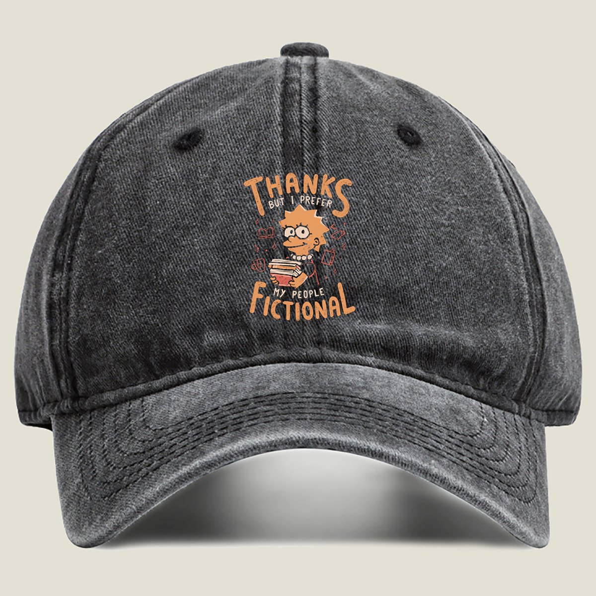 Thanks But I Prefer My People Fictional - Washed Denim - Baseball Cap