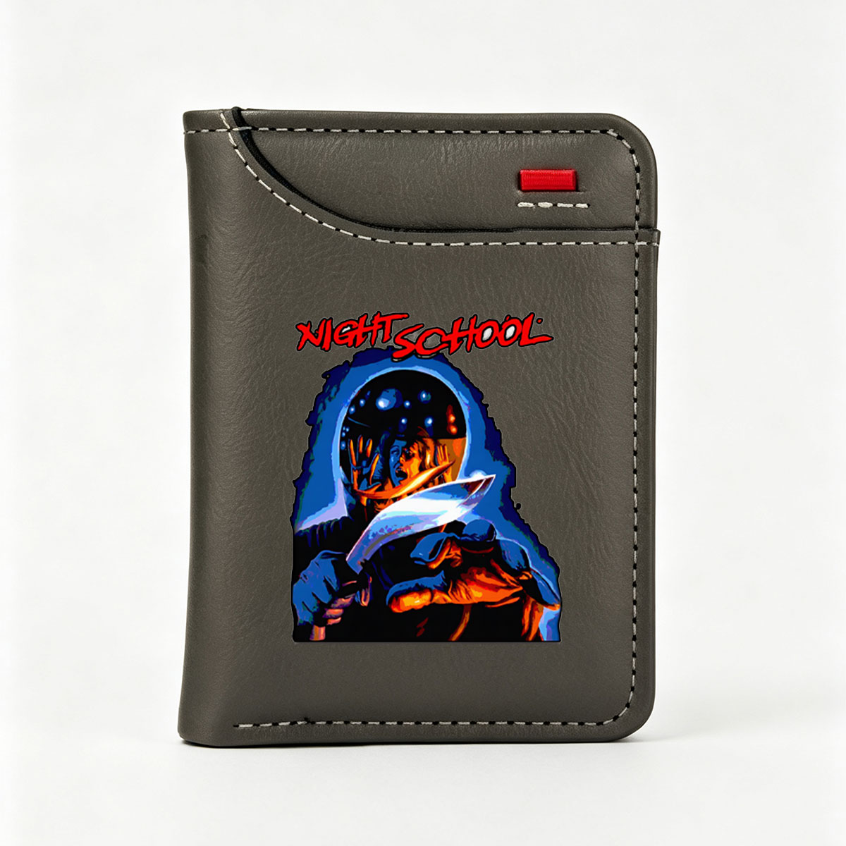 Night School: Hooded Figure with Knife and Distorted Face - Vertical Style Wallet