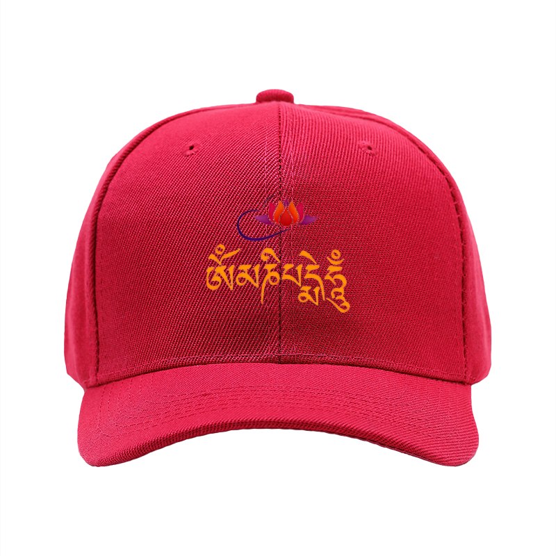 1pc New Baseball Cap with Lotus Flower and Tibetan Script Print Unisex Adjustable Hat for Outdoor Activities and Casual Wear Suitable for Adults and Teenagers