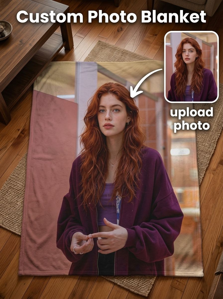 Personalized Custom Photo Blanket, Soft Flannel Fleece Portrait Throw for Bed and Couch, Meaningful Keepsake Gift