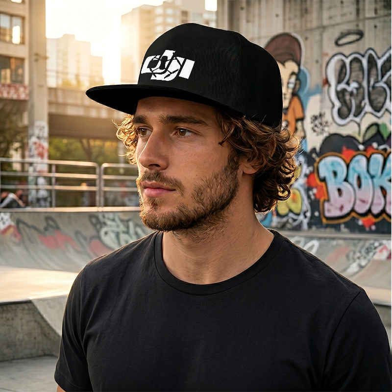 Flat Brim Baseball Cap Abstract Drone Graphic Streetwear Underground Skate Style for Basketball Courts Skate Parks Urban Explorers and Hip Hop Artists