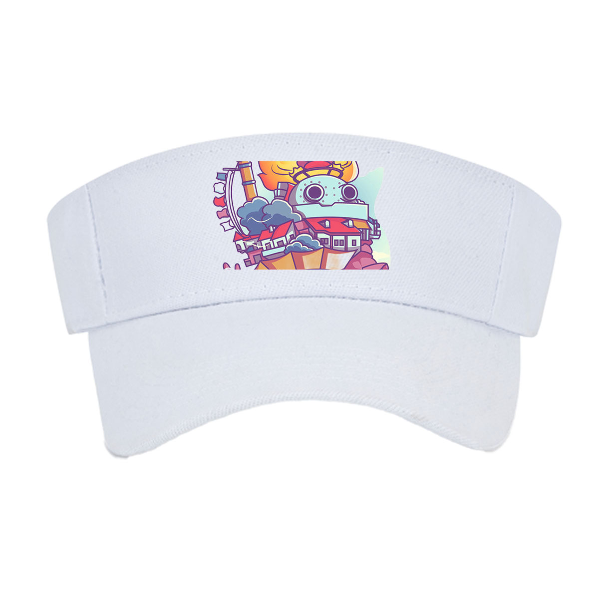 Flame-Powered Factory Crab with Industrial City on Back -  Visor cap