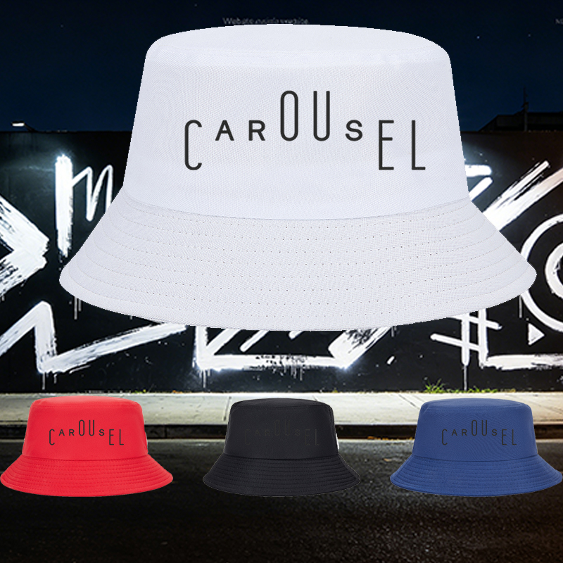 Unisex Bucket Hat with Carousel Print Design - Classic Cotton Fisherman Hat for Outdoor Activities, Travel, and Casual Wear - Perfect for Adults Seeking Stylish Sun Protection and Comfortable Fit