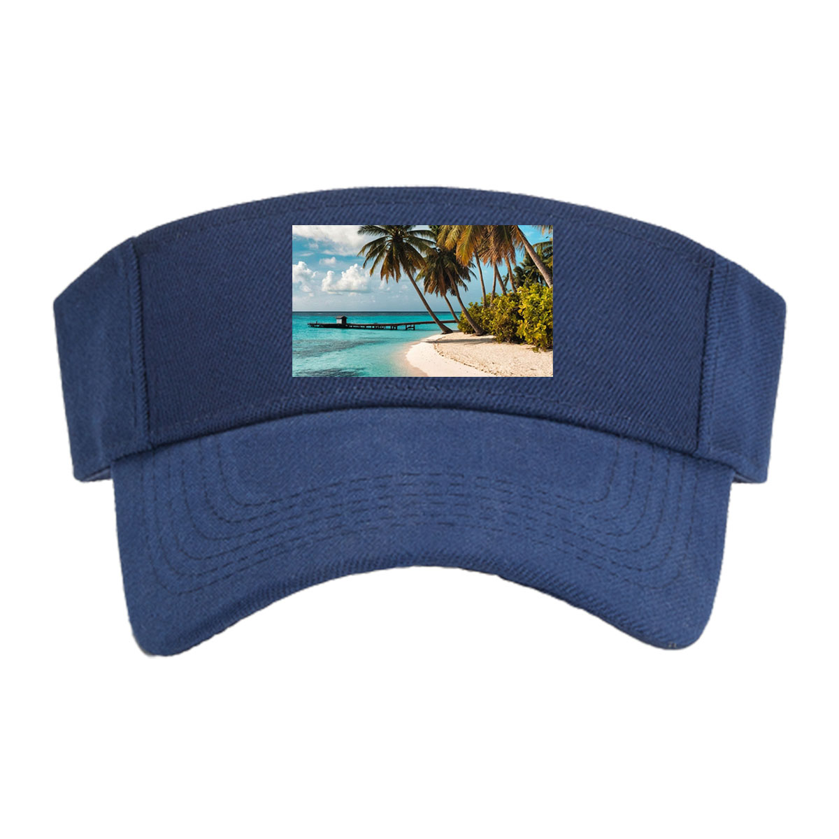 Tropical Beach with Palm Trees and Crystal Clear Water -  Visor cap