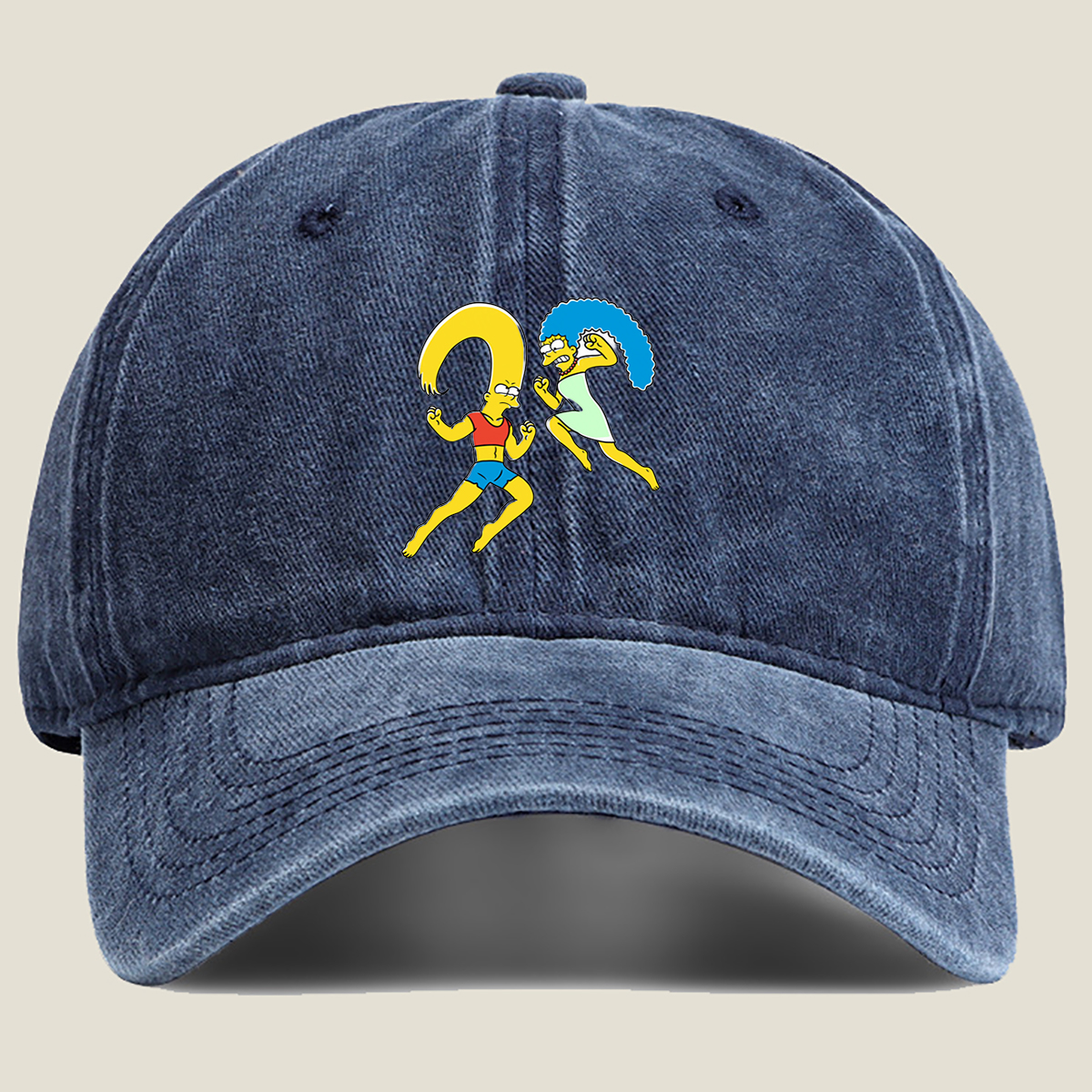 The Simpsons: Marge and Homer Running - Washed Denim - Baseball Cap