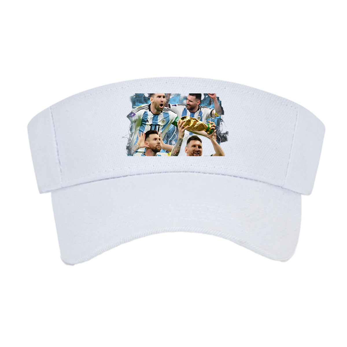 Lionel Messi Celebrates Argentina's Victory with the World Cup Trophy -  Visor cap