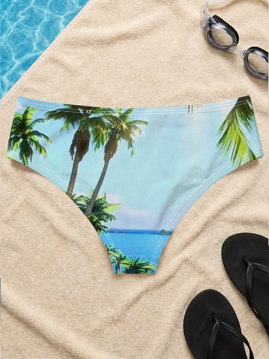 Tropical Paradise with Palm Trees and Crystal Clear Waters -  Men's swim trunks