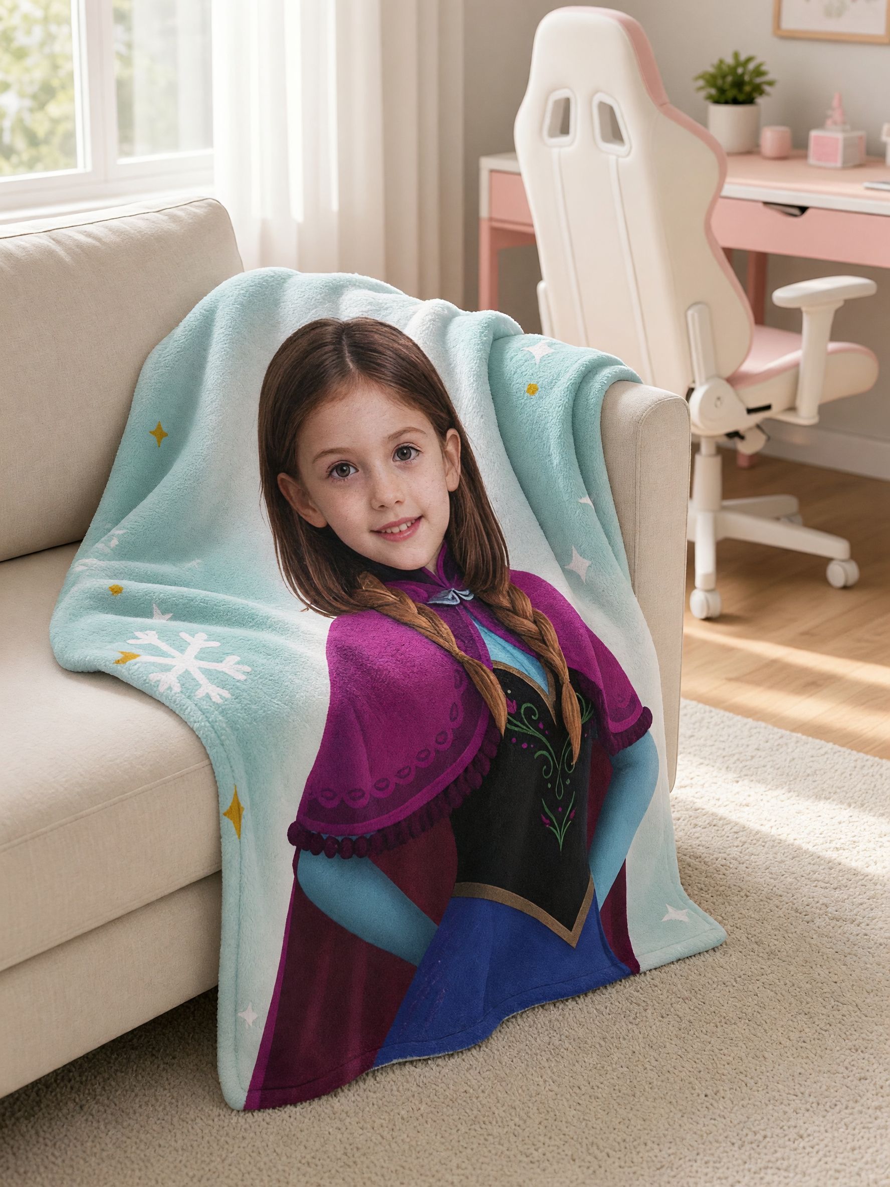 Custom Face Photo Blanket Personalized Princess Flannel Fleece Throw Soft Warm Bed Couch Wrap Ideal Keepsake Gift