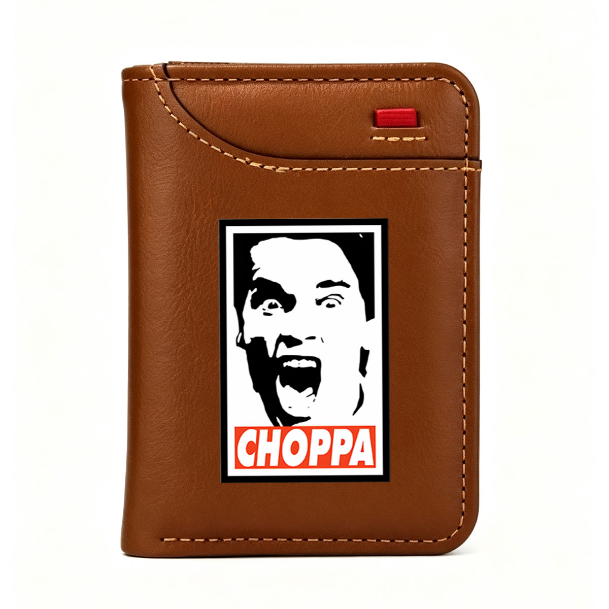 Choppa: A Bold Black and White Portrait with Red Text - Vertical Style Wallet