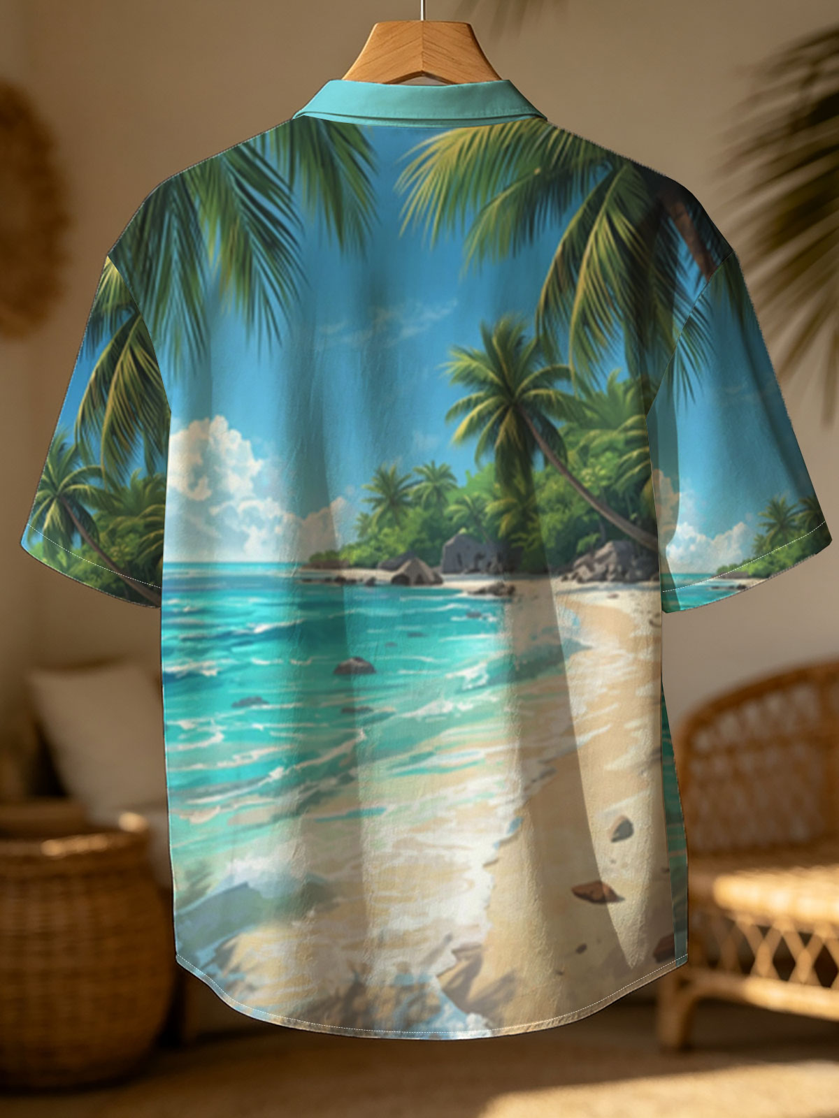 Tropical Beach with Palm Trees and Crystal Clear Water -  Shirt