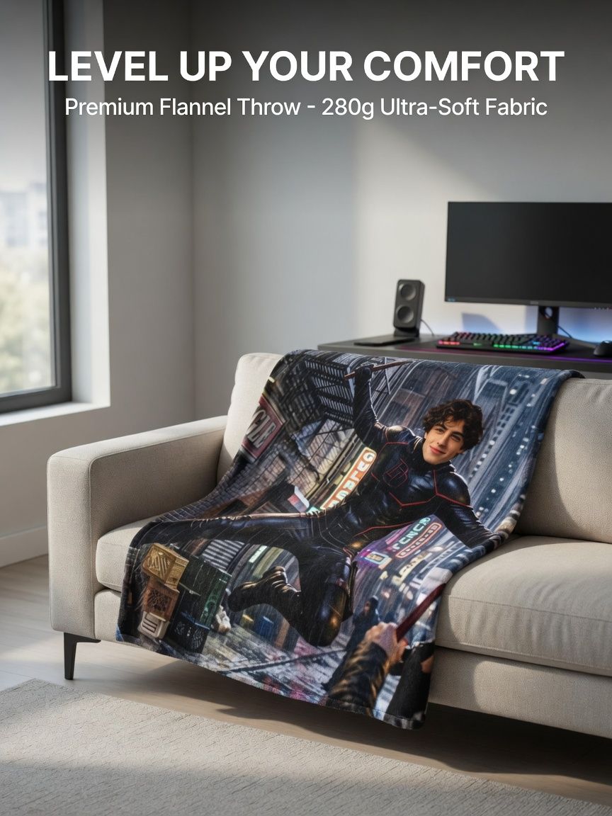Custom Photo Face Superhero Action Flannel Fleece Throw Blanket, Personalized Ultra Soft Cozy Gift for Bed and Couch