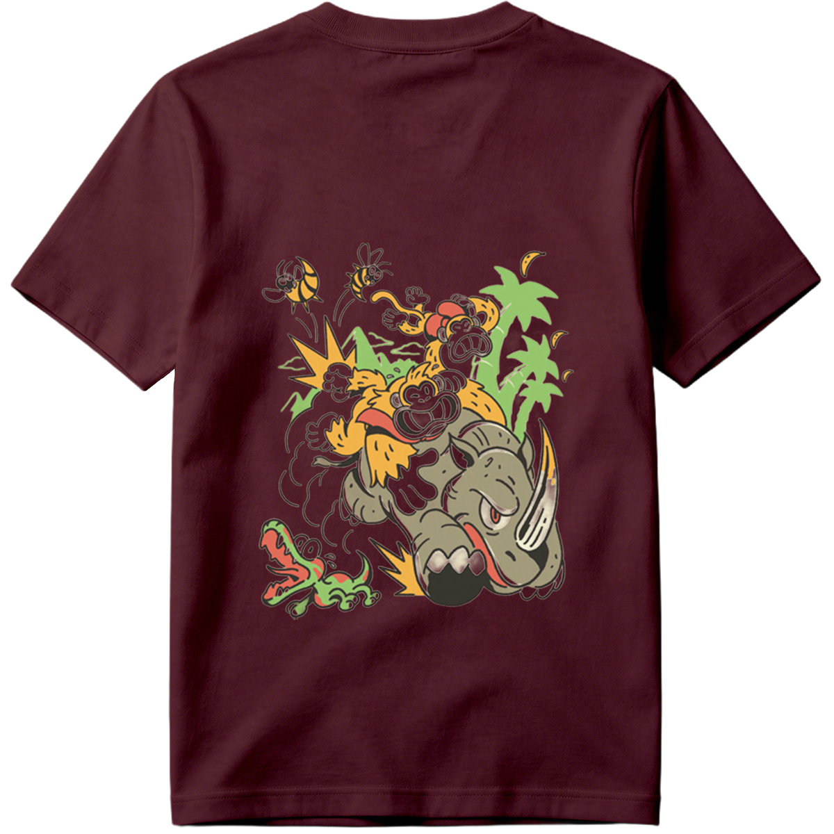 Donkey Kong and Diddy Kong Ride a Rhinoceros Through Jungle Chaos - Tee