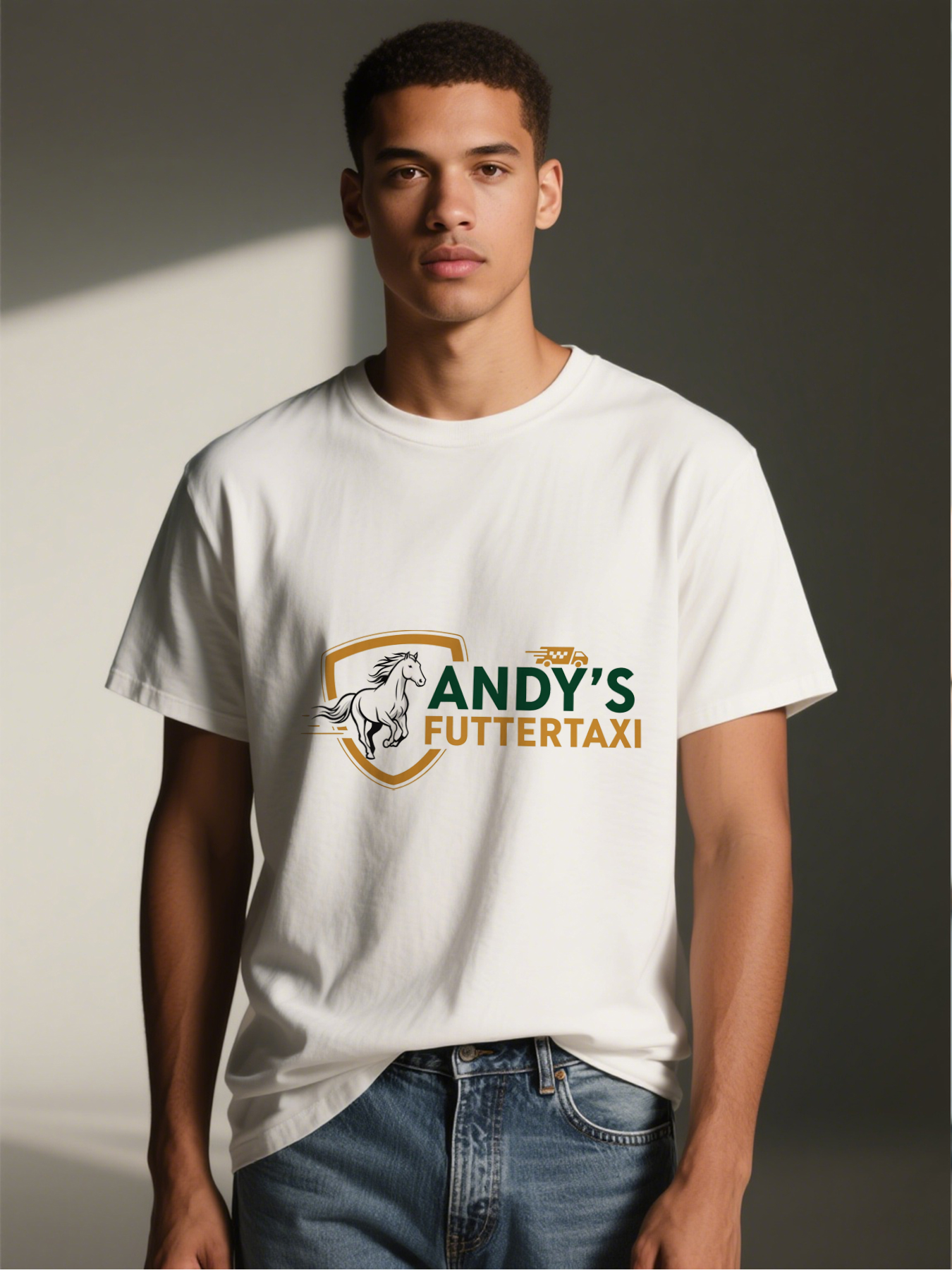 Men's Printed T-Shirt with Running Horse and 