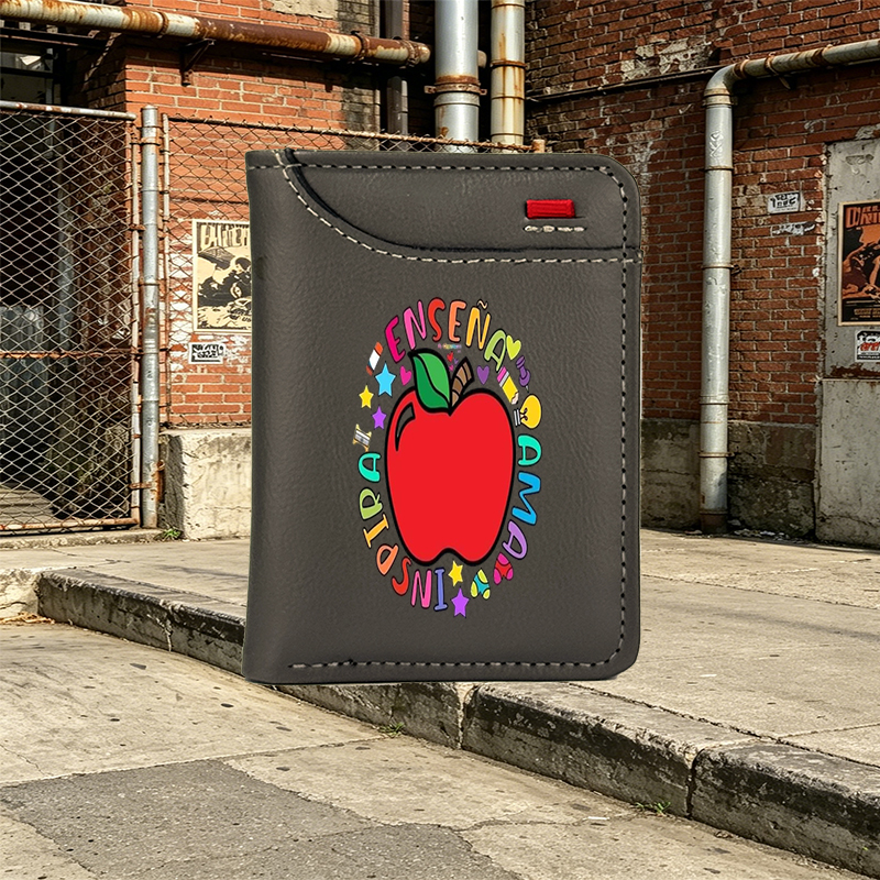 Unisex Vertical Wallet with Colorful Apple and 