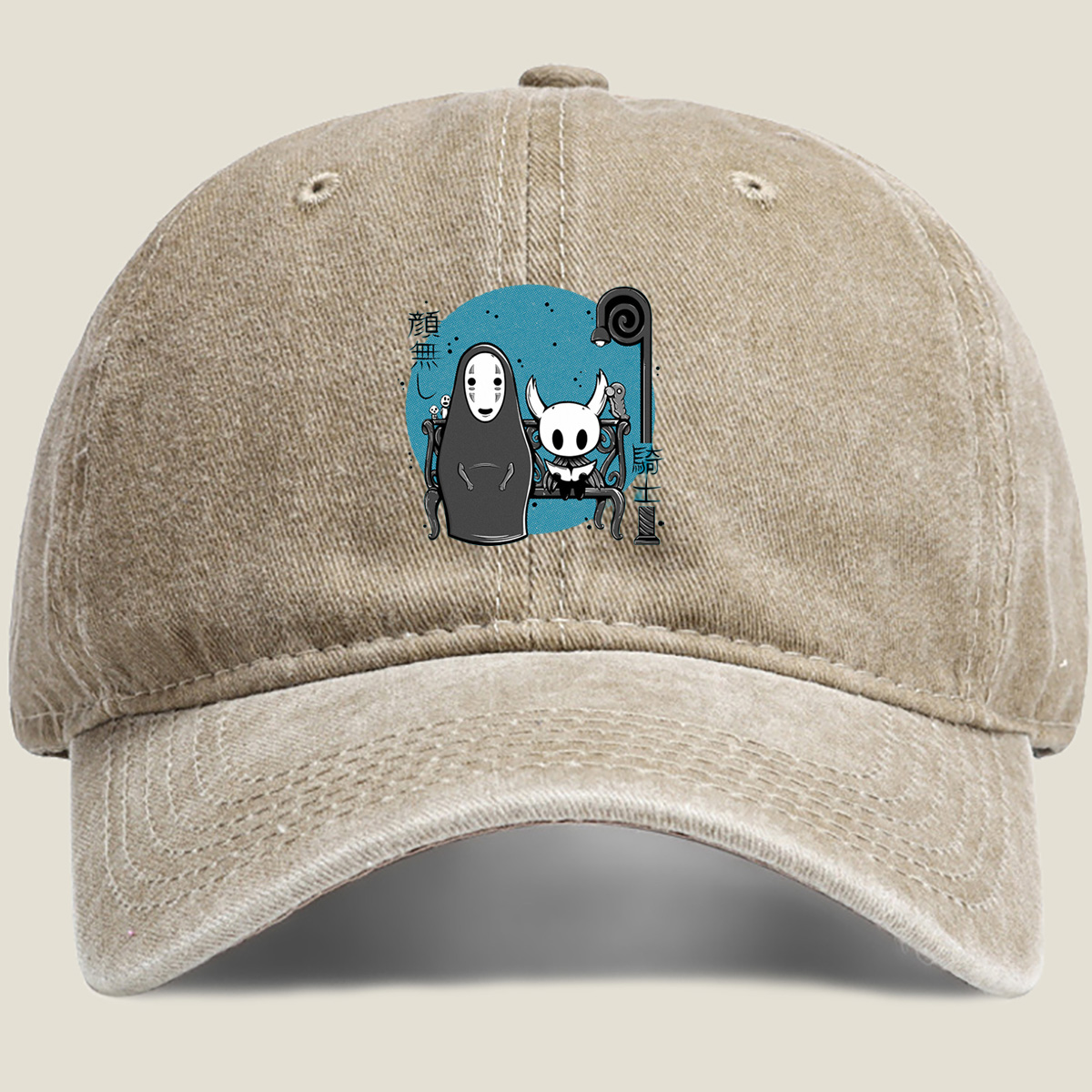 No-Face and Hollow Knight - Washed Denim - Baseball Cap