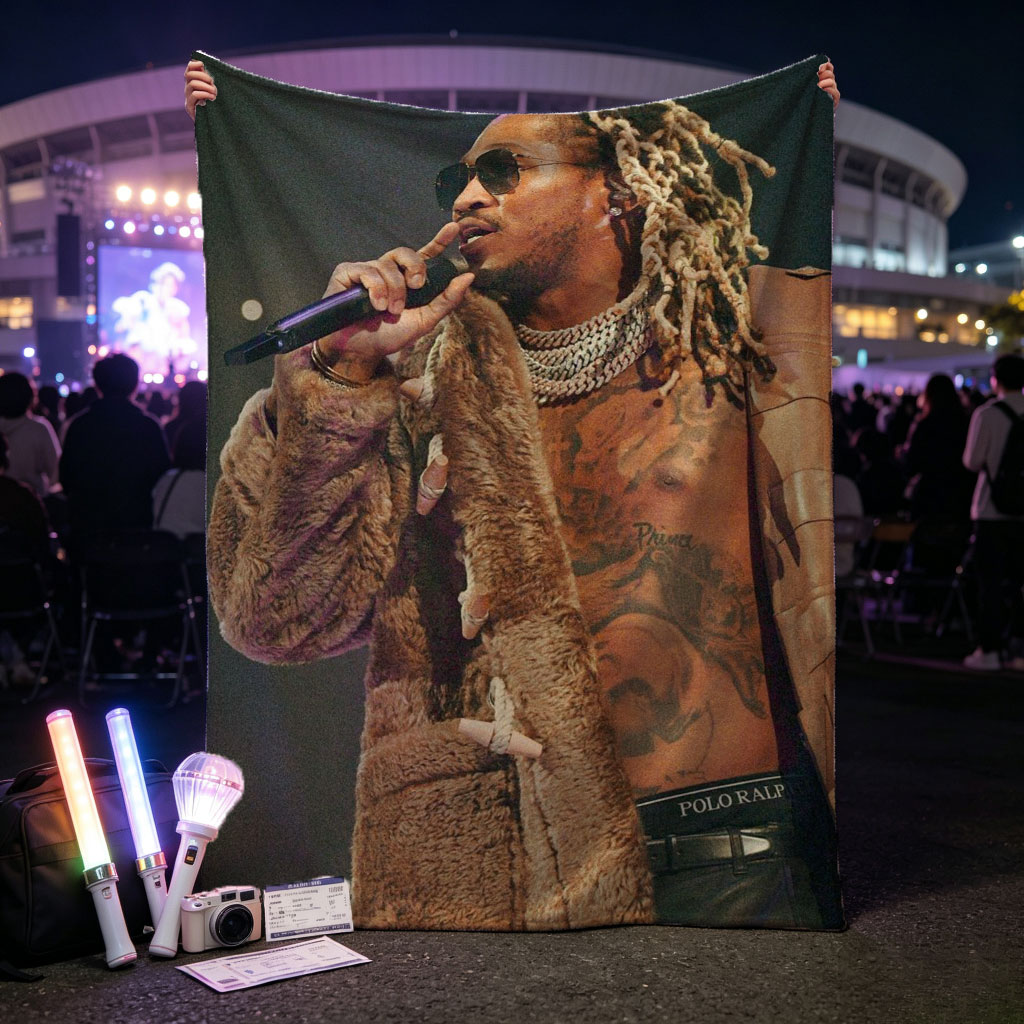 Future Performing on Stage in a Fur Coat and Sunglasses - Blankets