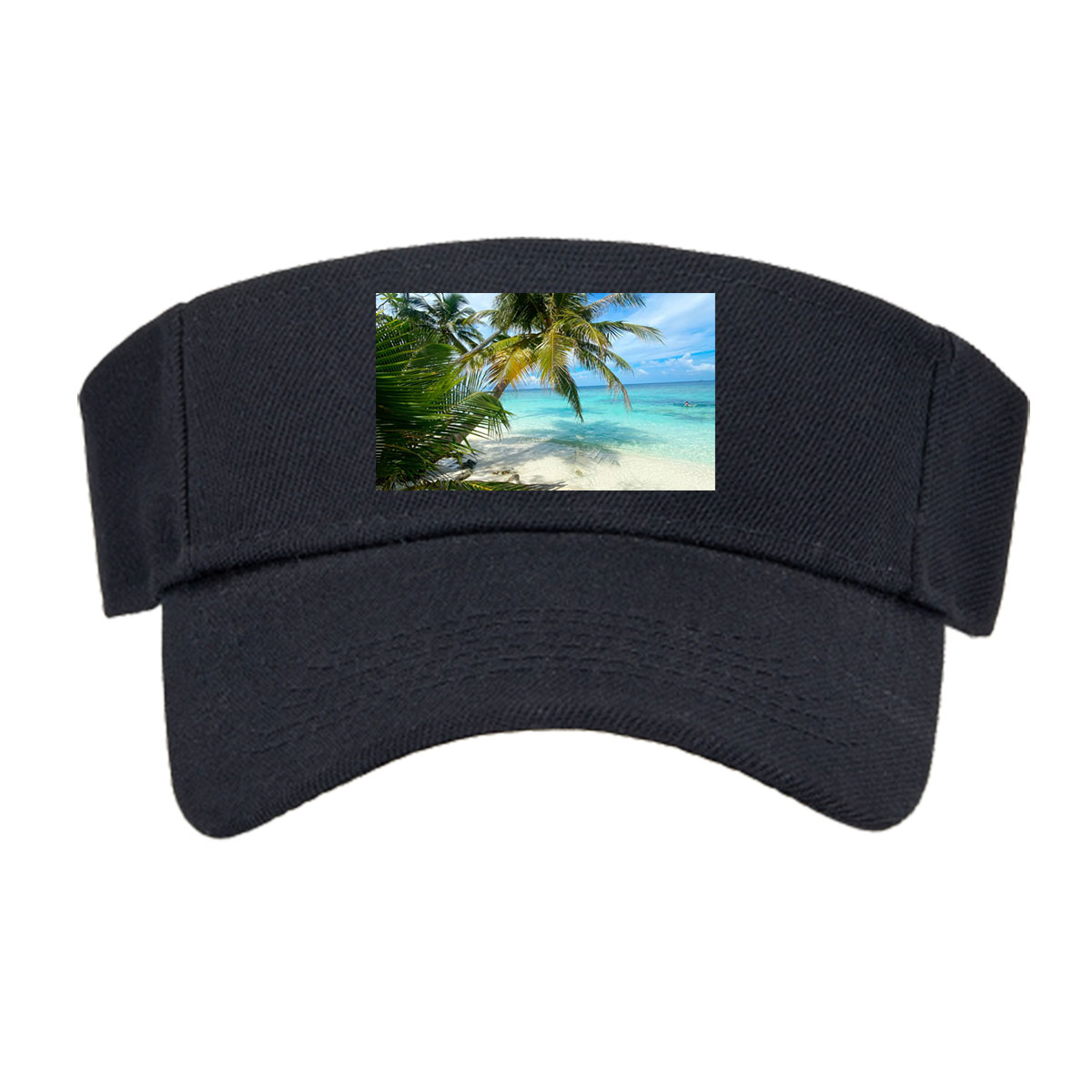 Tropical Beach with Palm Trees and Crystal Clear Water -  Visor cap