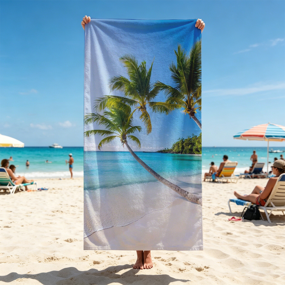 Tropical Beach with Palm Trees and Crystal Clear Water - Beach towels